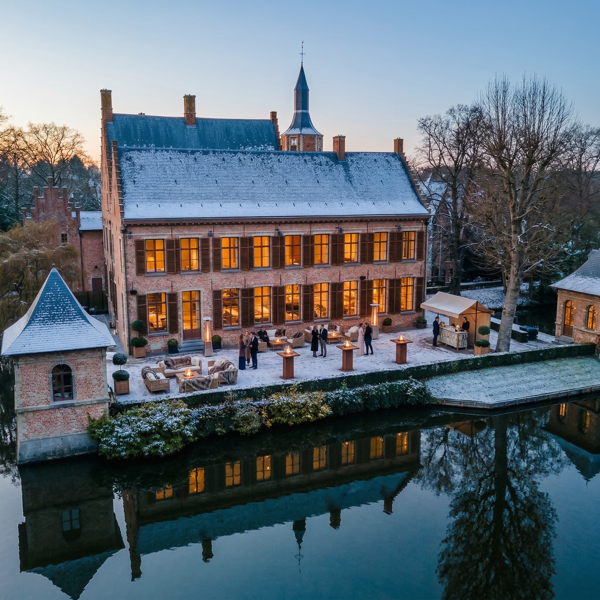 Winterterras met vuurkorven